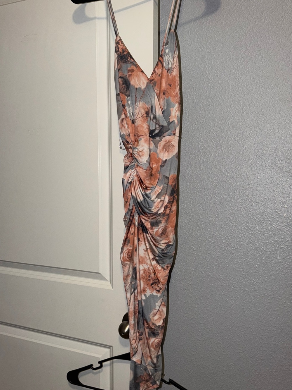 Papaya Floral Slip Dress in Rose and Gray